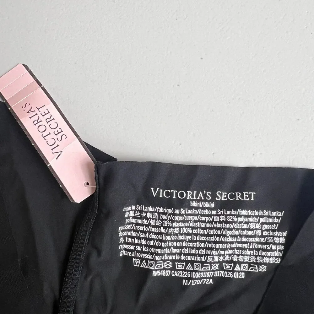 Victoria's Secret Women's No Show Bikini Panties Black Size M - New With Tags!